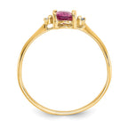 10k Polished 6x4mm Oval Genuine October/ Pink Tourmaline and Diamond Birthstone Ring