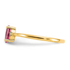 10k Polished 6x4mm Oval Genuine October/ Pink Tourmaline and Diamond Birthstone Ring