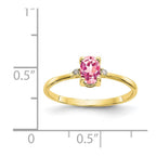 10k Polished 6x4mm Oval Genuine October/ Pink Tourmaline and Diamond Birthstone Ring