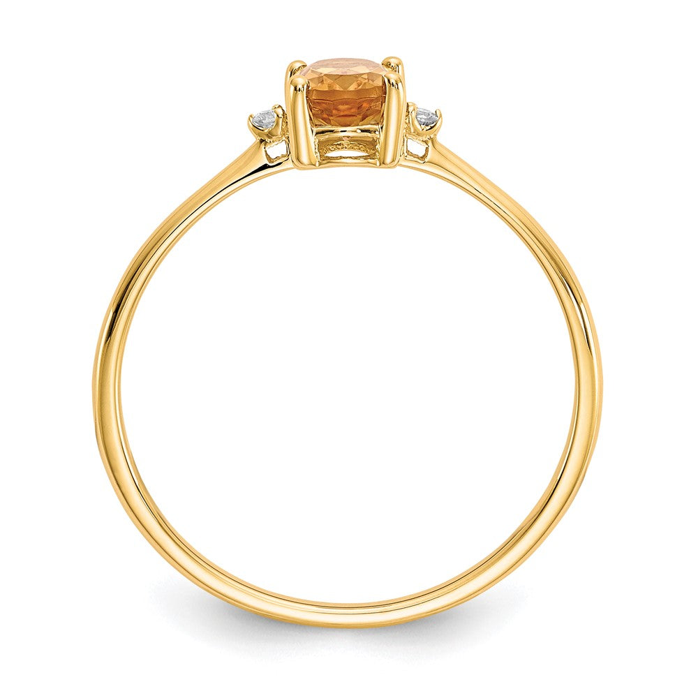 10k Polished 6x4mm Oval Genuine November/ Citrine and Diamond Birthstone Ring