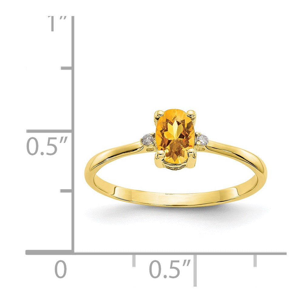 10k Polished 6x4mm Oval Genuine November/ Citrine and Diamond Birthstone Ring