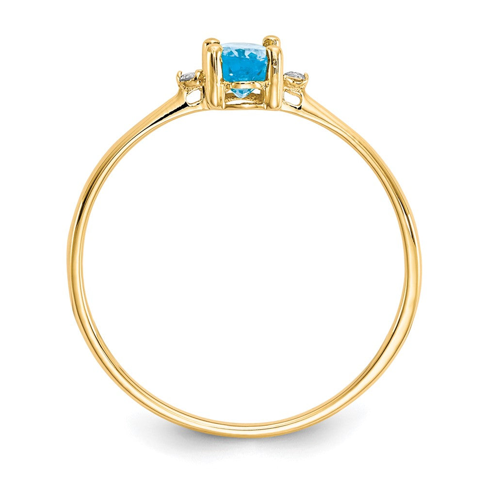 10k Polished 6x4mm Oval Genuine December/ Blue Topaz and Diamond Birthstone Ring