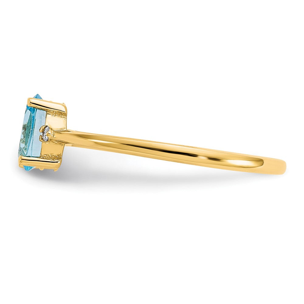 10k Polished 6x4mm Oval Genuine December/ Blue Topaz and Diamond Birthstone Ring