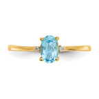 10k Polished 6x4mm Oval Genuine December/ Blue Topaz and Diamond Birthstone Ring