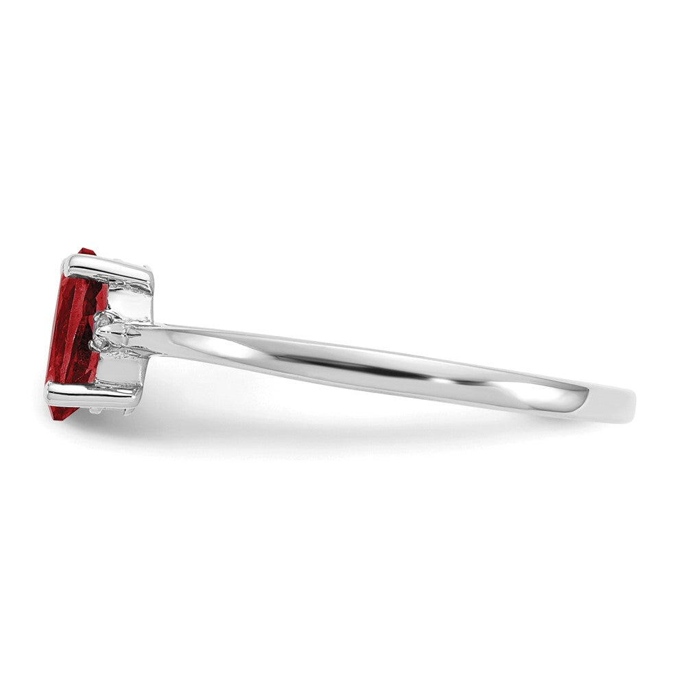 10k White Gold Polished 6x4mm Oval Genuine January/ Garnet and Diamond Birthstone Ring