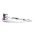 10k White Gold Polished 6x4mm Oval Genuine February/ Amethyst and Diamond Birthstone Ring