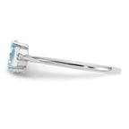 10k White Gold Polished 6x4mm Oval Genuine March/ Aquamarine and Diamond Birthstone Ring