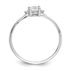 10k White Gold Polished 6x4mm Oval Genuine April/ White Topaz and Diamond Birthstone Ring