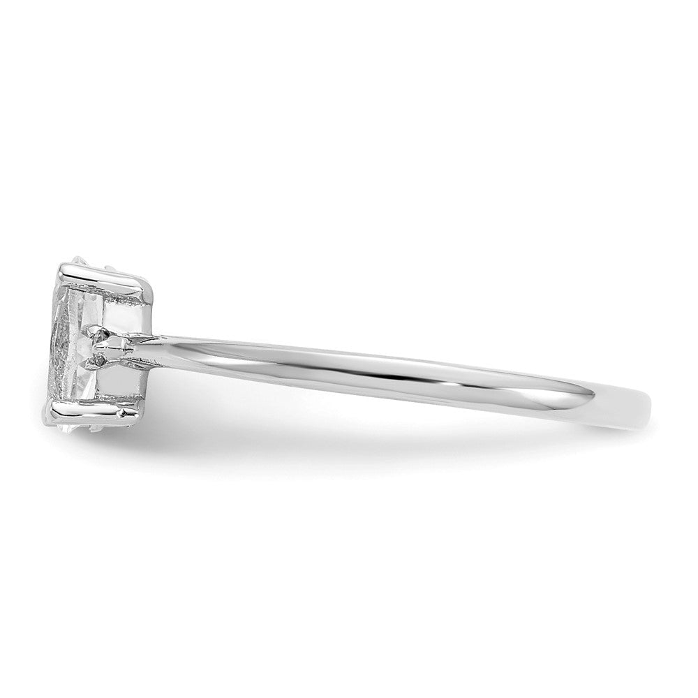 10k White Gold Polished 6x4mm Oval Genuine April/ White Topaz and Diamond Birthstone Ring