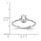 10k White Gold Polished 6x4mm Oval Genuine April/ White Topaz and Diamond Birthstone Ring