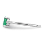 10k White Gold Polished 6x4mm Oval Genuine May/ Emerald and Diamond Birthstone Ring
