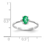 10k White Gold Polished 6x4mm Oval Genuine May/ Emerald and Diamond Birthstone Ring