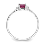 10k White Gold Polished 6x4mm Oval Genuine July/ Ruby and Diamond Birthstone Ring