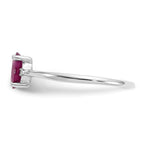 10k White Gold Polished 6x4mm Oval Genuine July/ Ruby and Diamond Birthstone Ring