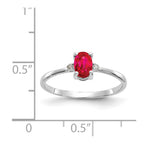 10k White Gold Polished 6x4mm Oval Genuine July/ Ruby and Diamond Birthstone Ring
