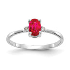 10k White Gold Polished 6x4mm Oval Genuine July/ Ruby and Diamond Birthstone Ring