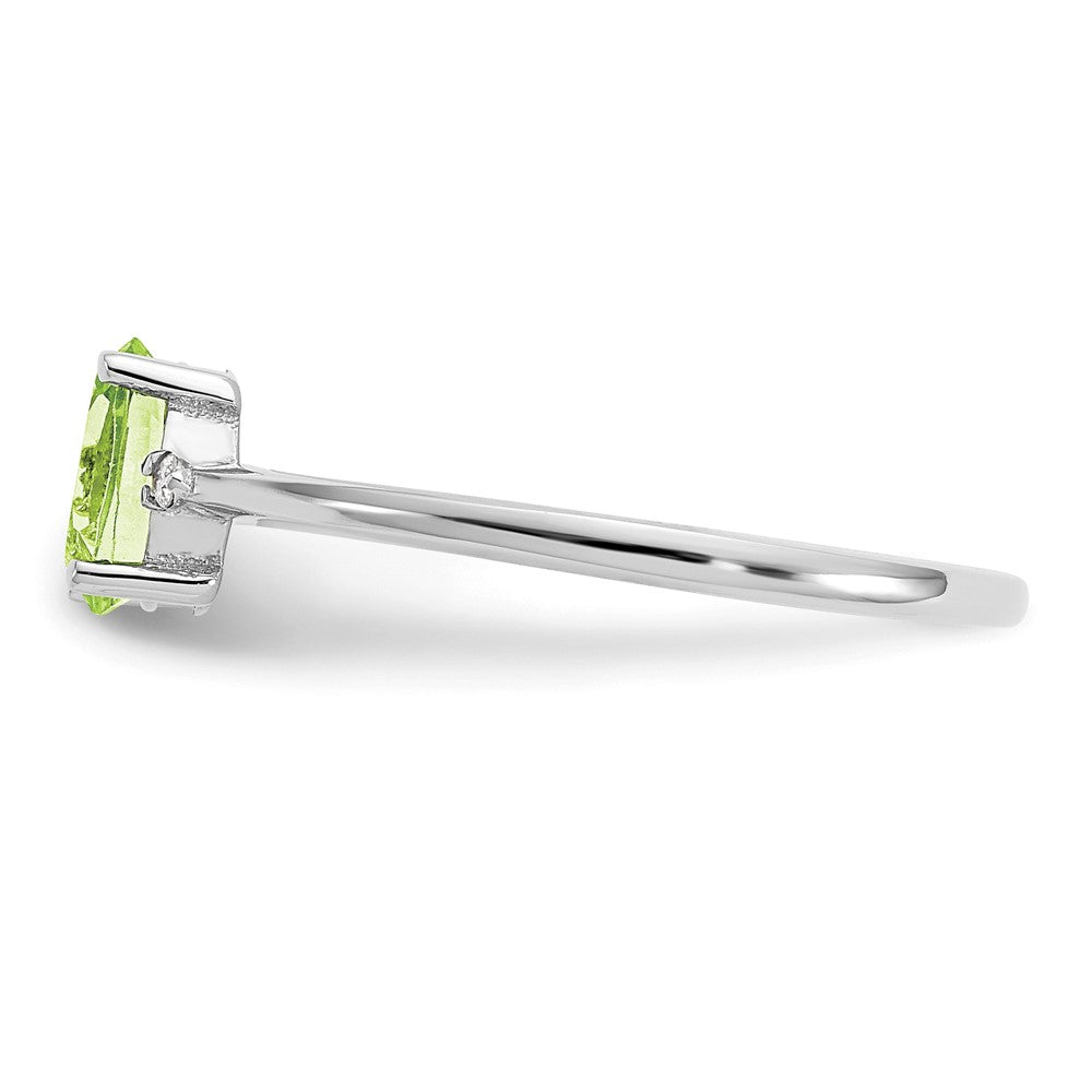 10k White Gold Polished 6x4mm Oval Genuine August/ Peridot and Diamond Birthstone Ring