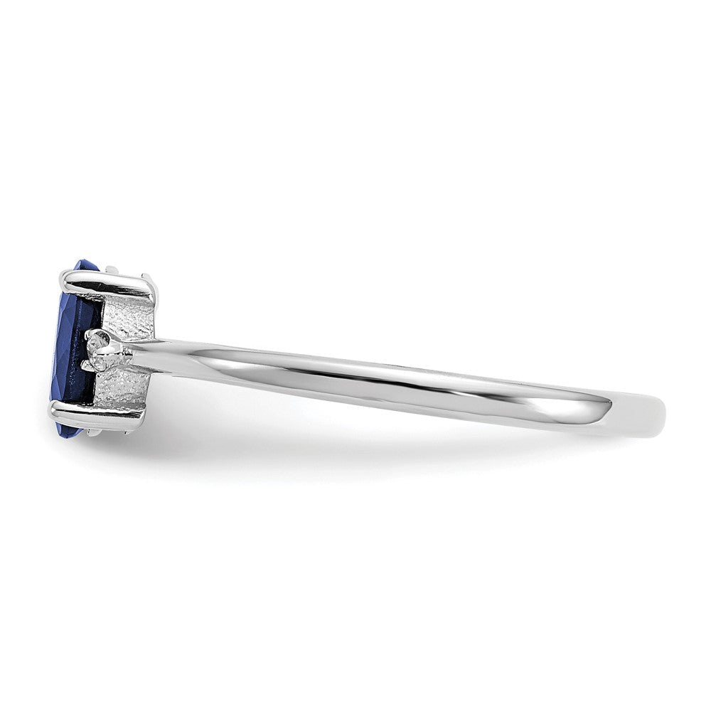 10k White Gold Polished 6x4mm Oval Genuine September/ Sapphire and Diamond Birthstone Ring