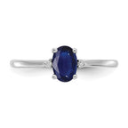 10k White Gold Polished 6x4mm Oval Genuine September/ Sapphire and Diamond Birthstone Ring
