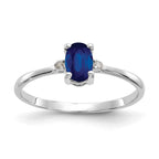 10k White Gold Polished 6x4mm Oval Genuine September/ Sapphire and Diamond Birthstone Ring