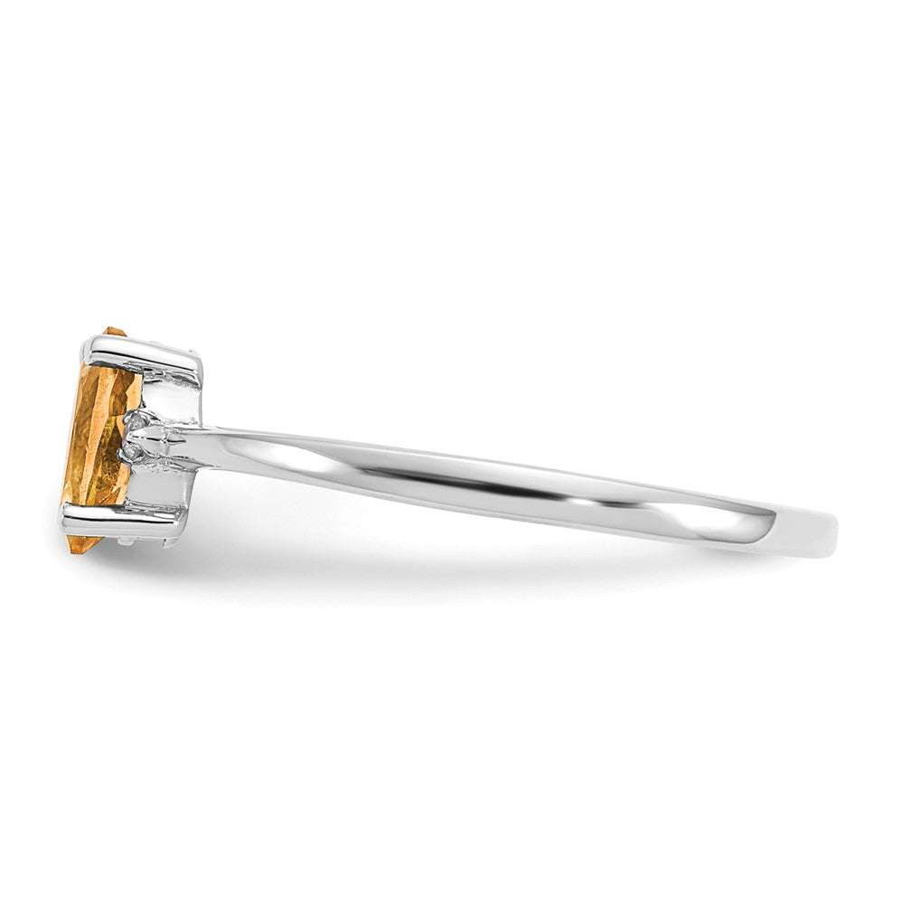 10k White Gold Polished 6x4mm Oval Genuine November/ Citrine and Diamond Birthstone Ring