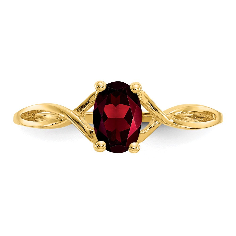 10k Polished 6x4mm Oval Genuine January/ Garnet Birthstone Ring