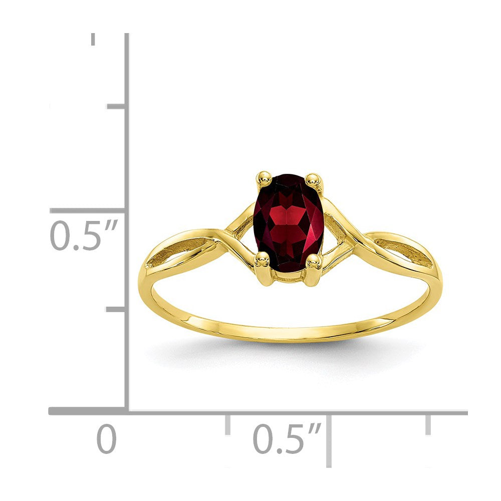 10k Polished 6x4mm Oval Genuine January/ Garnet Birthstone Ring
