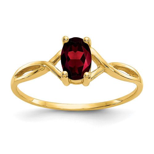 10k Polished 6x4mm Oval Genuine January/ Garnet Birthstone Ring