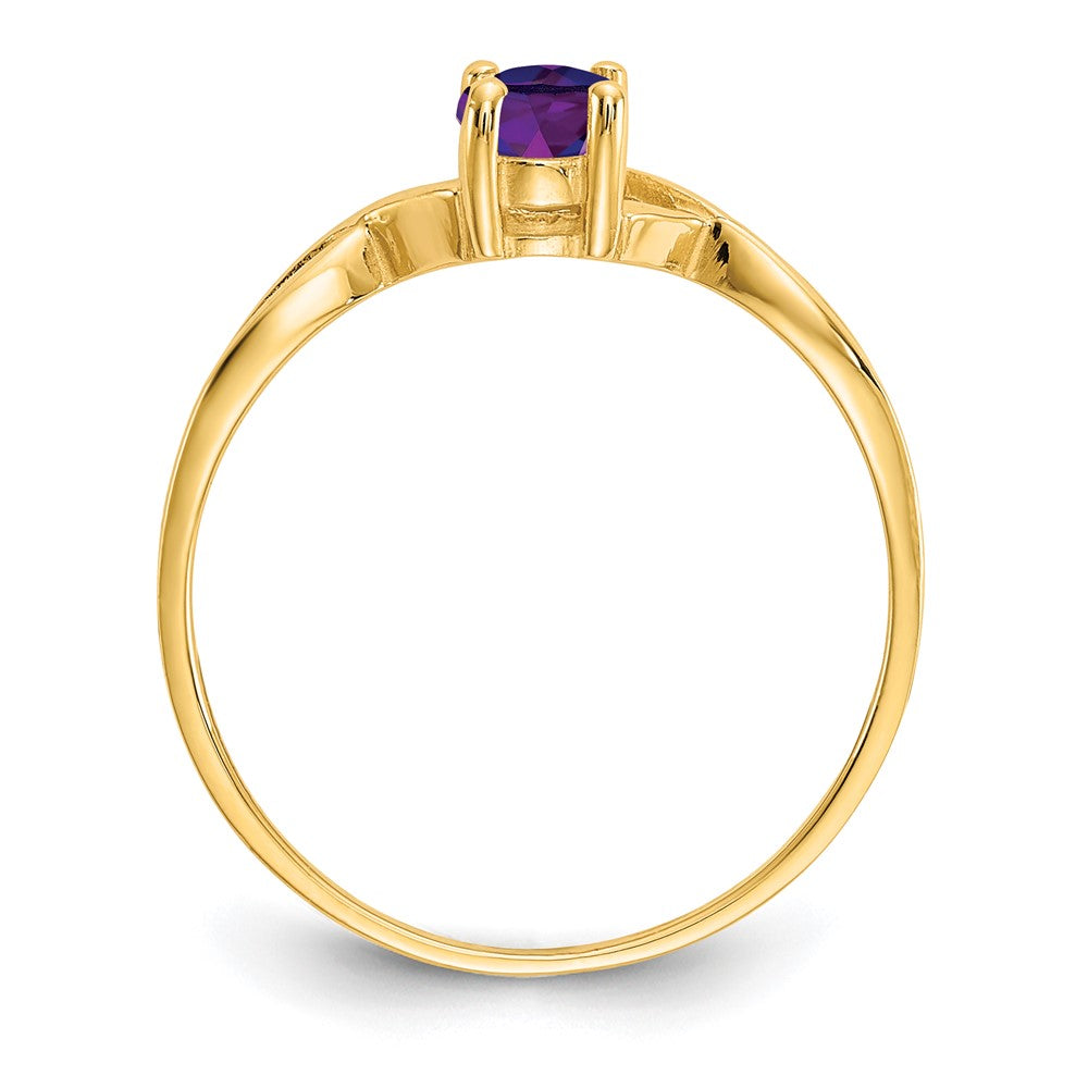 10k Polished 6x4mm Oval Genuine February/ Amethyst Birthstone Ring