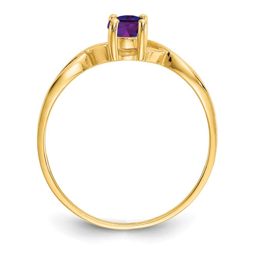 10k Polished 6x4mm Oval Genuine February/ Amethyst Birthstone Ring