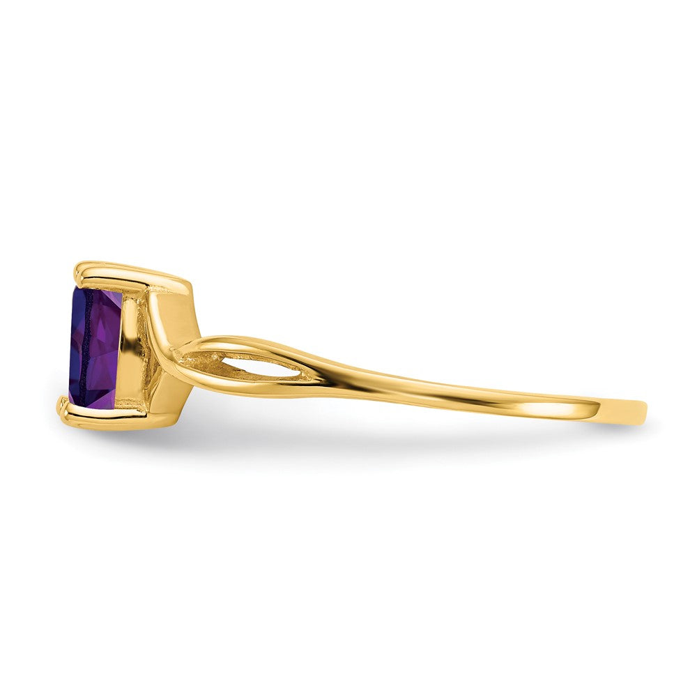 10k Polished 6x4mm Oval Genuine February/ Amethyst Birthstone Ring