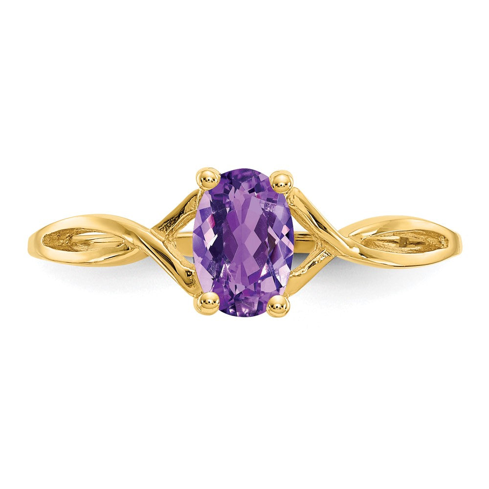 10k Polished 6x4mm Oval Genuine February/ Amethyst Birthstone Ring