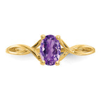 10k Polished 6x4mm Oval Genuine February/ Amethyst Birthstone Ring