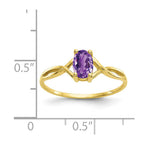 10k Polished 6x4mm Oval Genuine February/ Amethyst Birthstone Ring