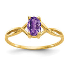10k Polished 6x4mm Oval Genuine February/ Amethyst Birthstone Ring