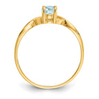 10k Polished 6x4mm Oval Genuine March/ Aquamarine Birthstone Ring