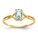 10k Polished 6x4mm Oval Genuine March/ Aquamarine Birthstone Ring