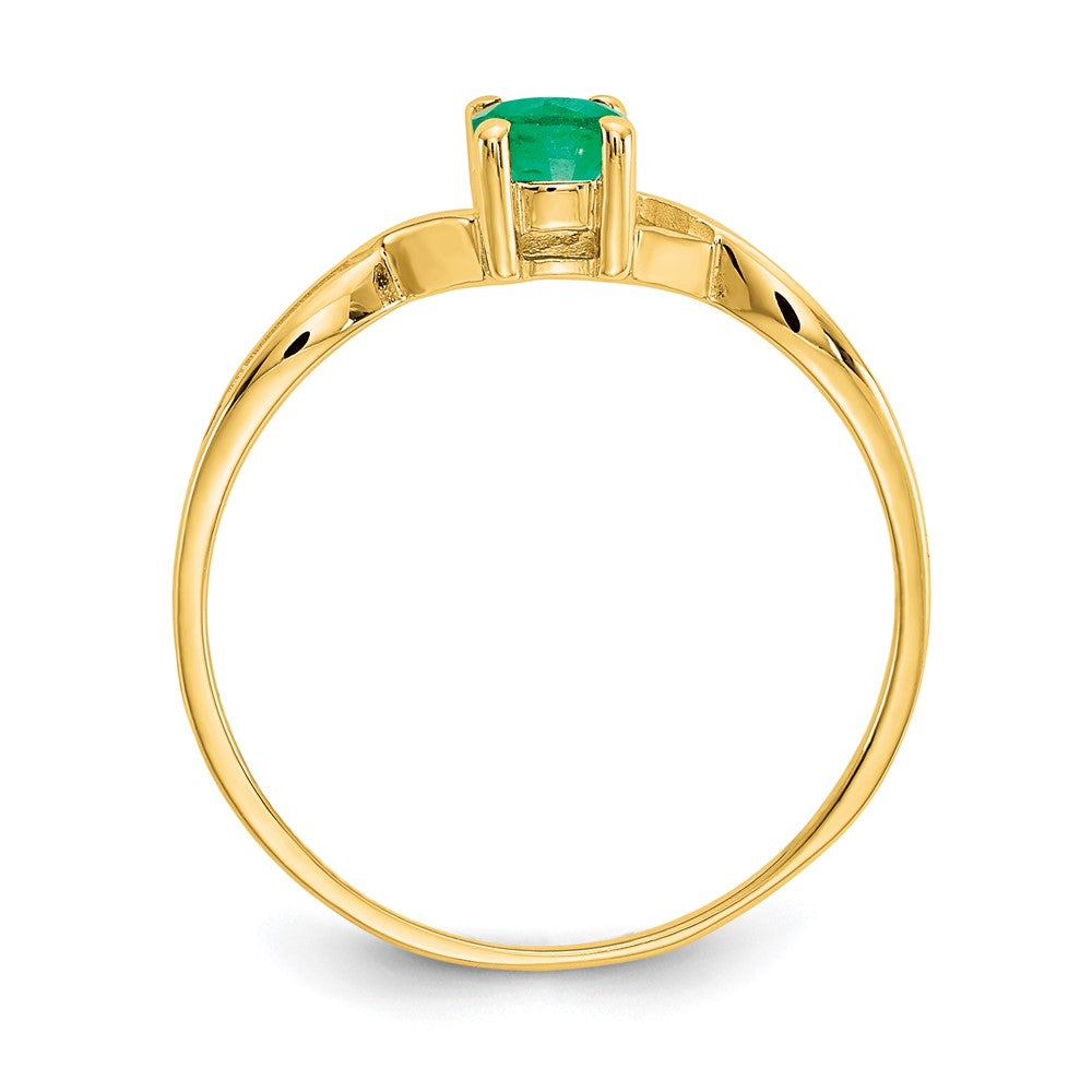 10k Polished 6x4mm Oval Genuine May/ Emerald Birthstone Ring