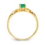 10k Polished 6x4mm Oval Genuine May/ Emerald Birthstone Ring