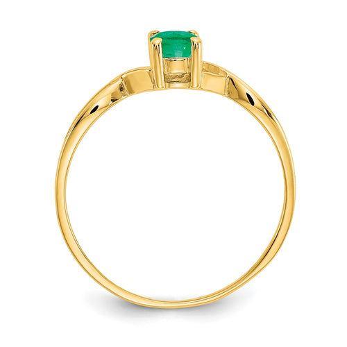 10k Polished 6x4mm Oval Genuine May/ Emerald Birthstone Ring