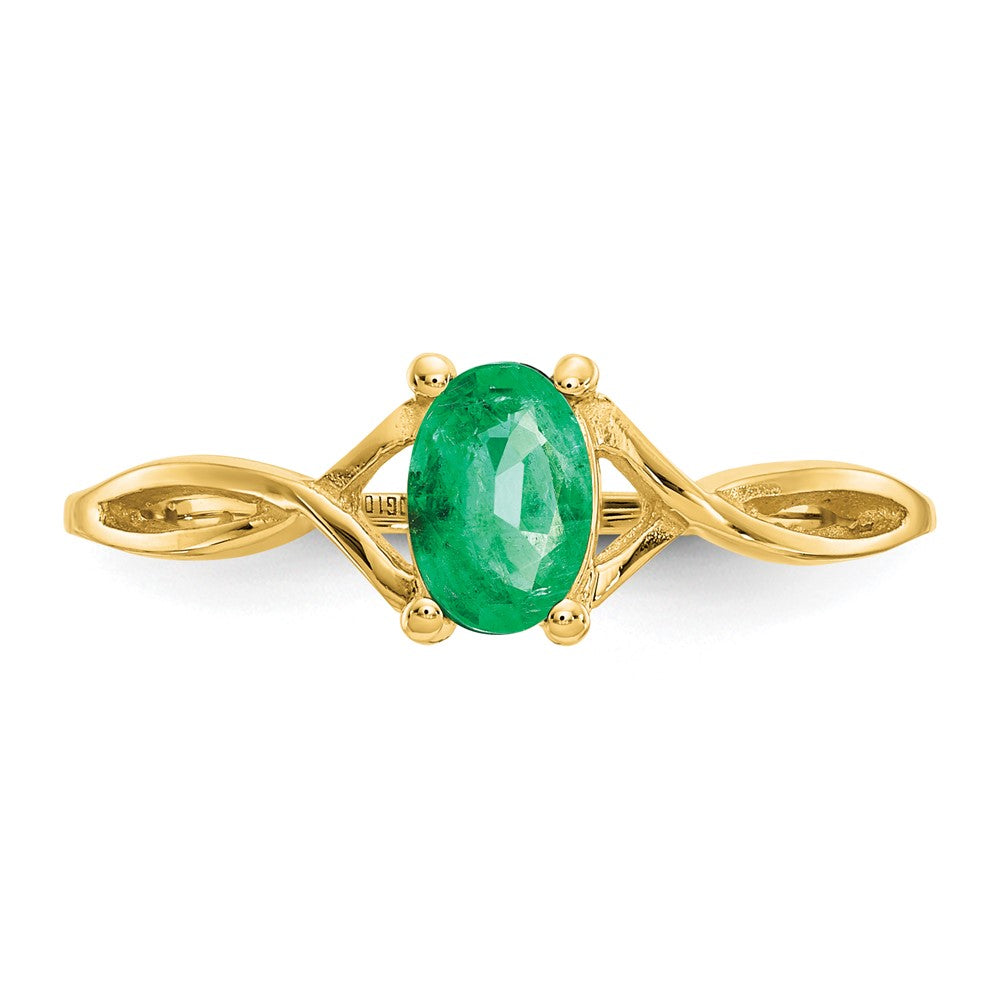 10k Polished 6x4mm Oval Genuine May/ Emerald Birthstone Ring