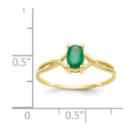 10k Polished 6x4mm Oval Genuine May/ Emerald Birthstone Ring