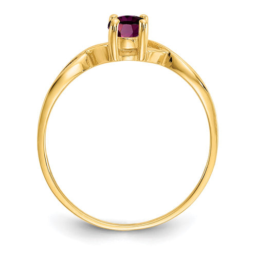 10k Polished 6x4mm Oval Genuine June/ Rhodolite Garnet Birthstone Ring