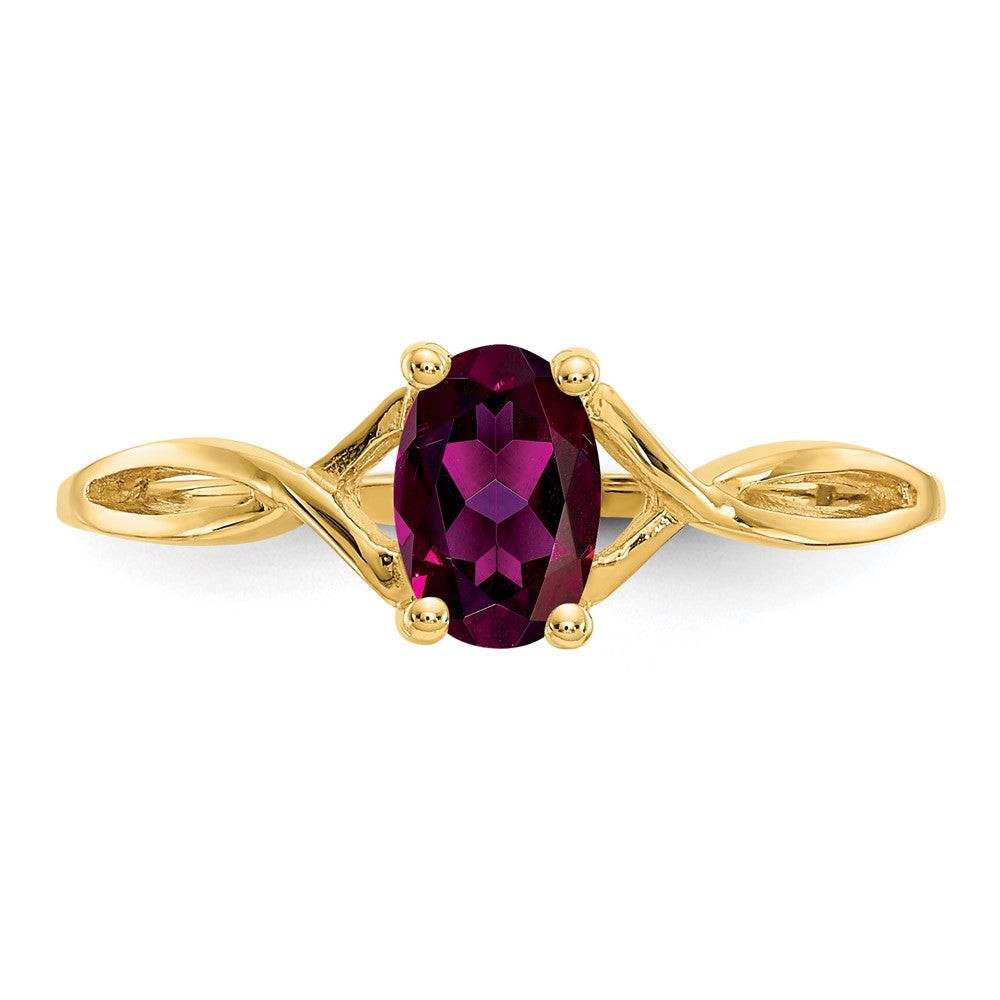 10k Polished 6x4mm Oval Genuine June/ Rhodolite Garnet Birthstone Ring