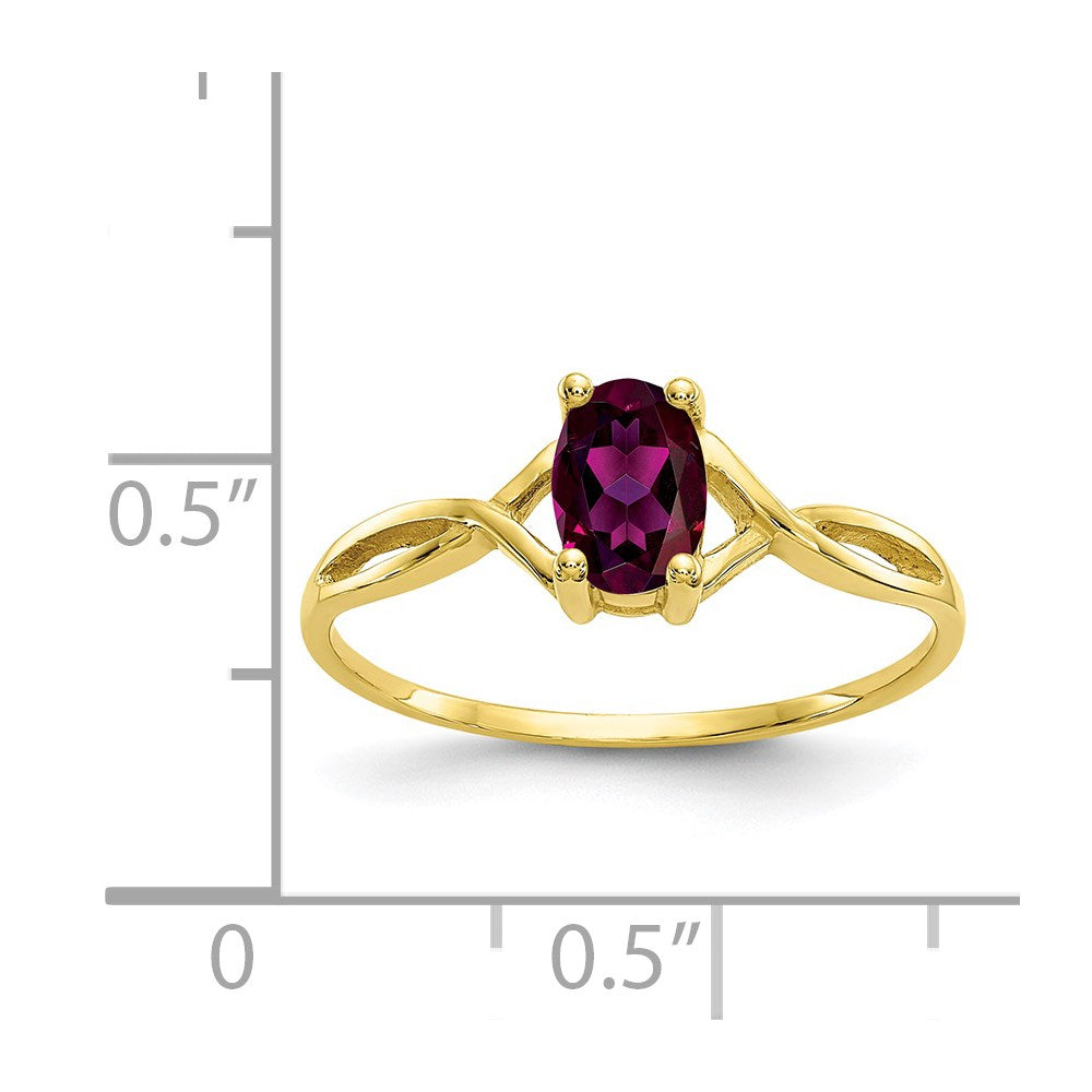 10k Polished 6x4mm Oval Genuine June/ Rhodolite Garnet Birthstone Ring