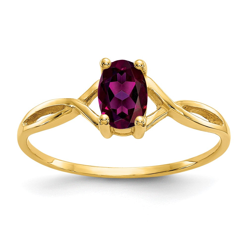 10k Polished 6x4mm Oval Genuine June/ Rhodolite Garnet Birthstone Ring