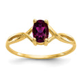 10k Polished 6x4mm Oval Genuine June/ Rhodolite Garnet Birthstone Ring