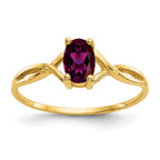 10k Polished 6x4mm Oval Genuine June/ Rhodolite Garnet Birthstone Ring
