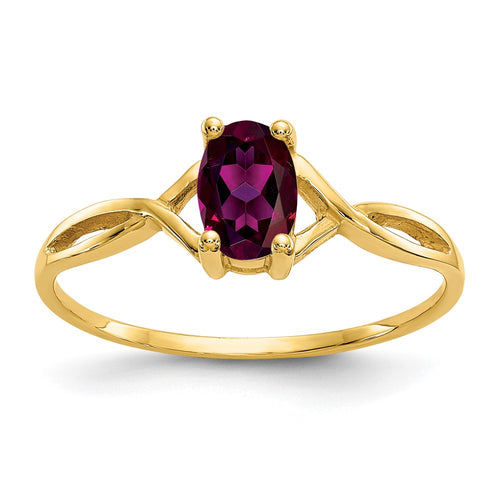 10k Polished 6x4mm Oval Genuine June/ Rhodolite Garnet Birthstone Ring