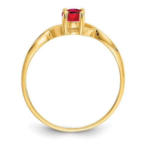 10k Polished 6x4mm Oval Genuine July/ Ruby Birthstone Ring